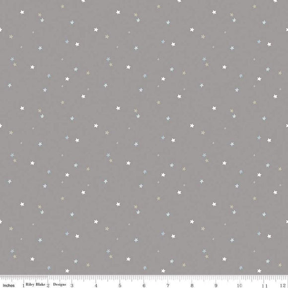 Riley Blake Designs Flannel Till the Cows Come Home Stars 16114-STEEL