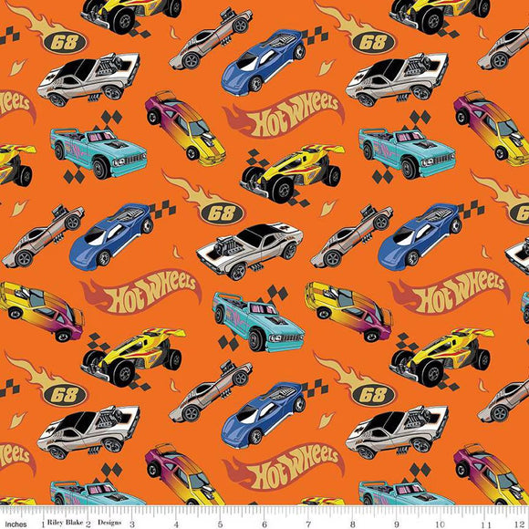 Riley Blake Designs Hot Wheels Made to Race Car Race Orange CD15300-ORANGE