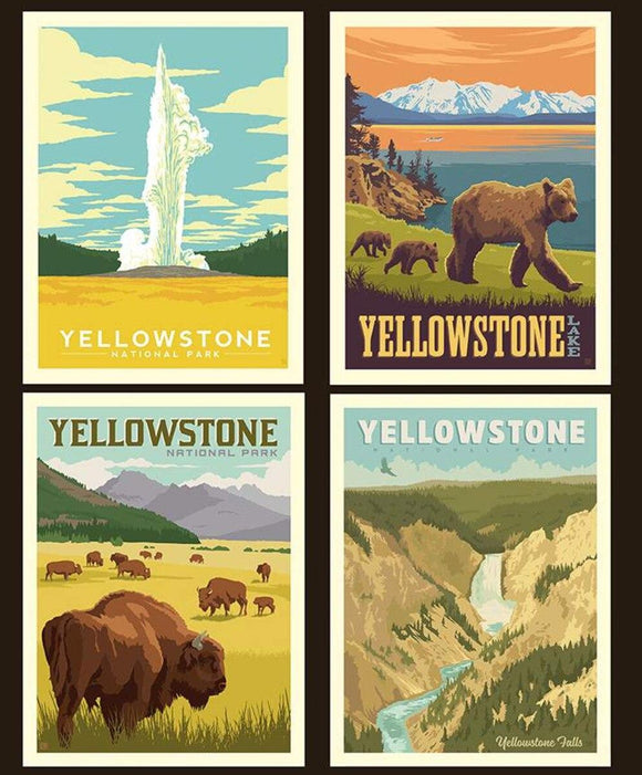 Riley Blake Designs National Parks Pillow Panel Yellowstone   PP8796-YELLOW
