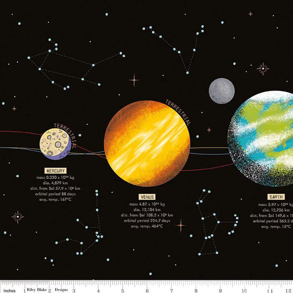 Riley Blake Designs Outer Space by NASA Solar System Black CD15486-BLACK