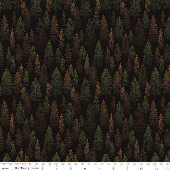 Riley Blake Designs Pine Grove Trees Black C1593-BLACK