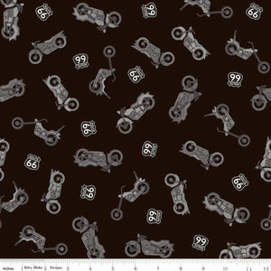 Riley Blake Designs Route 66 Bikes  Black  C15011-BLACK