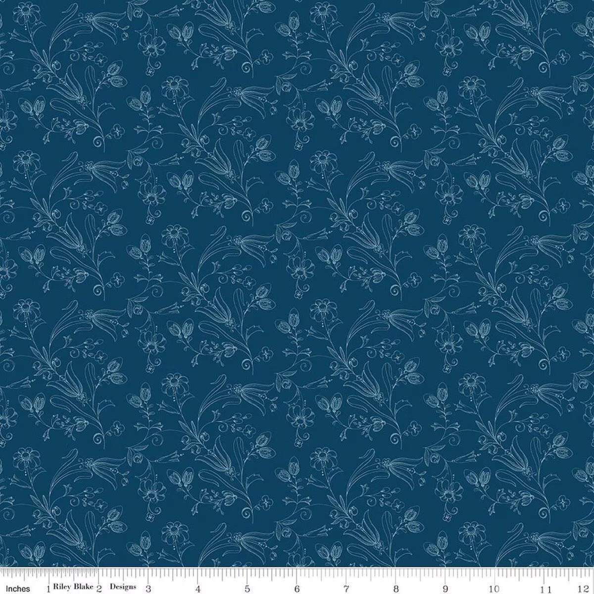 Riley Blake Designs Sew America Flower Vines Blue C17350-BLUE ...