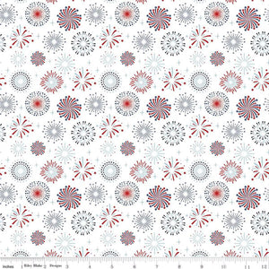 Riley Blake Designs Stars and Stripes Forever Fireworks White  C15711-WHITE