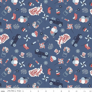 Riley Blake Designs Stars and Stripes Forever Main Blue C15710-BLUE