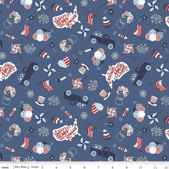 Riley Blake Designs Stars and Stripes Forever Main Blue C15710-BLUE