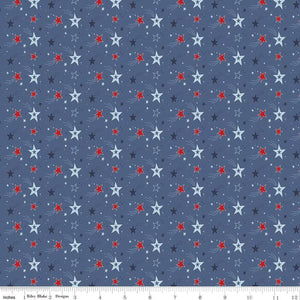 Riley Blake Designs Stars and Stripes Forever Shooting Stars  Blue C15712-BLUE