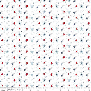 Riley Blake Designs Stars and Stripes Forever Shooting Stars White  C15712-WHITE