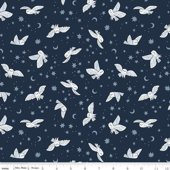 Riley Blake Designs Twilight Creatures Night Owls Indigo C15362-INDIGO