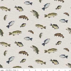 Riley Blake Designs Wake at the Lake Fish Toss - Tan C14891-TAN