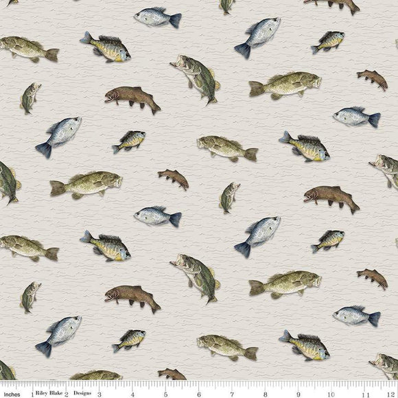 Riley Blake Designs Wake at the Lake Fish Toss - Tan C14891-TAN