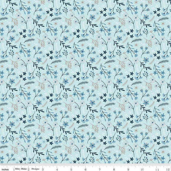 Riley Blake Designs Winter Magic Floral Aqua  C16361-AQUA