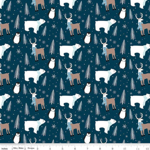 Riley Blake Designs Winter Magic Main  Navy C16360-NAVY