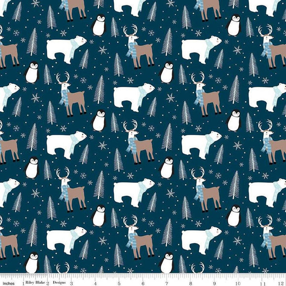 Riley Blake Designs Winter Magic Main  Navy C16360-NAVY