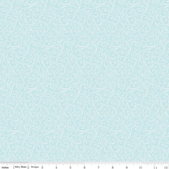 Riley Blake Designs Winter Magic Swirls Aqua  C16788