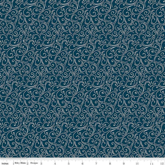Riley Blake Designs Winter Magic Swirls Navy  C16788
