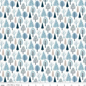 Riley Blake Designs Winter Magic Trees  White C16362-WHITE