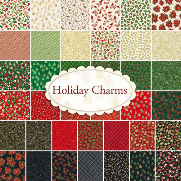 Robert Kaufman Fabrics Holiday Charms Roll Ups 40 assorted pieces measuring 2.5
