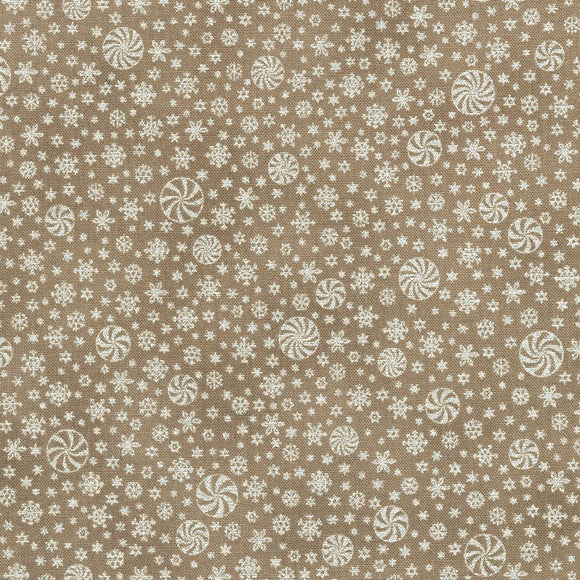Robert Kaufman Fabrics Holiday Flourish- Peppermint Twist SRKM-22953-160 Taupe