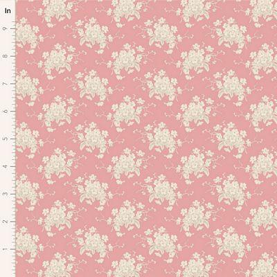 Tilda Fabrics Sunday Brunch White Flower Pink 100591