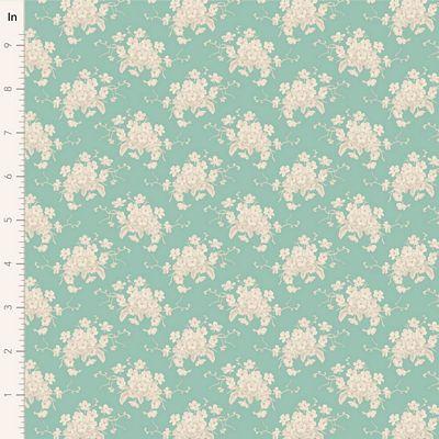 Tilda Fabrics Sunday Brunch White Flower Teal 100581