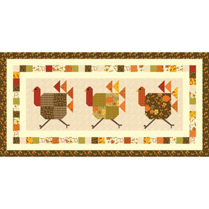 Turkey Trot Table Runner Pattern by Sandy Gervais finished size 32 x 64"