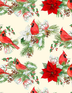 Wilmington Prints Cardinal Cozy Cardinals All Over Cream 1665-33890--137
