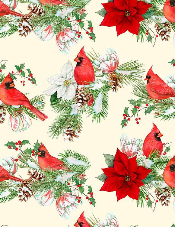 Wilmington Prints Cardinal Cozy Cardinals All Over Cream 1665-33890--137