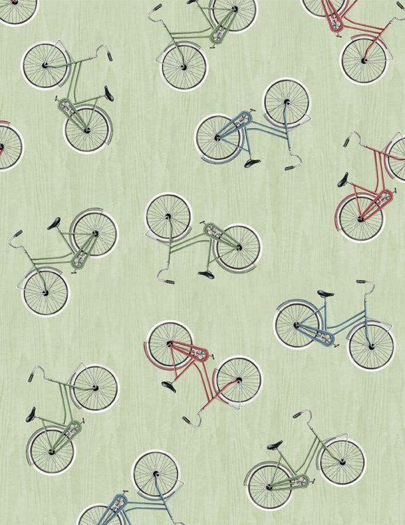Wilmington Prints Evergreen Escape Bike Toss Sage 3059 20062 793