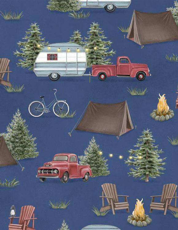 Wilmington Prints Evergreen Escape Camping Scenic All Over Navy 3059 20061 473