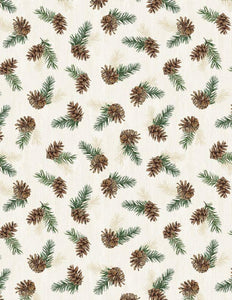 Wilmington Prints Evergreen Escape Pinecone Toss Sand 3059 20063 227