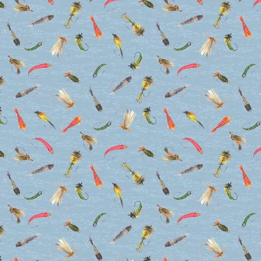 Wilmington Prints Gone Fishing Lures All Over Blue 3061 21764 435