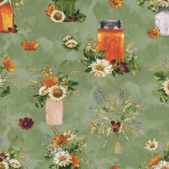 Wilmington Prints Harvest Blooms Sage  3028 30101 778