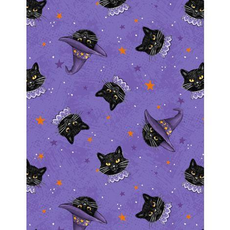 Wilmington Prints Meow-Gical Cat Head Toss  Purple  3008-96476-991