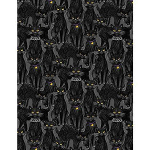 Wilmington Prints Meow-Gical Night Packed Cats Black  3008-96475-995