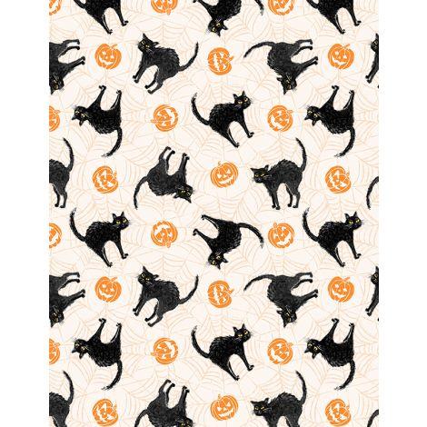 Wilmington Prints Meow-Gical Scaredy Cats  Cream  3008-96478-298