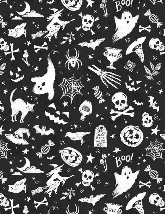Wilmington Prints Midnight Haunting Haunting Toss Black 3008-96484-919