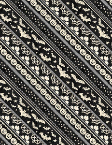 Wilmington Prints Midnight Haunting Ticking Stripe Black/Gray 3008-96485-919