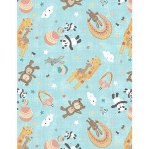 Wilmington Prints Rainbow Dreams Animal Toss Blue  3073-43019-453