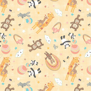 Wilmington Prints Rainbow Dreams Animal Toss Yellow  3073-43019-553