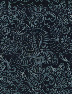 Wilmington Prints Starlight Black  Dots & Leaves Batik 22288-944