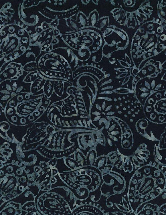 Wilmington Prints Starlight Black  Dots & Leaves Batik 22288-944
