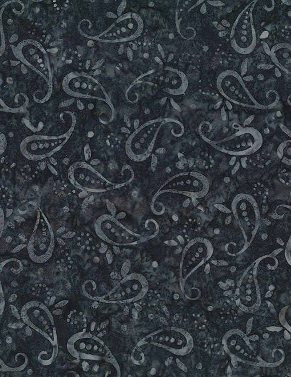 Wilmington Prints Starlight Light Black  Paisley  Batik 22290-949