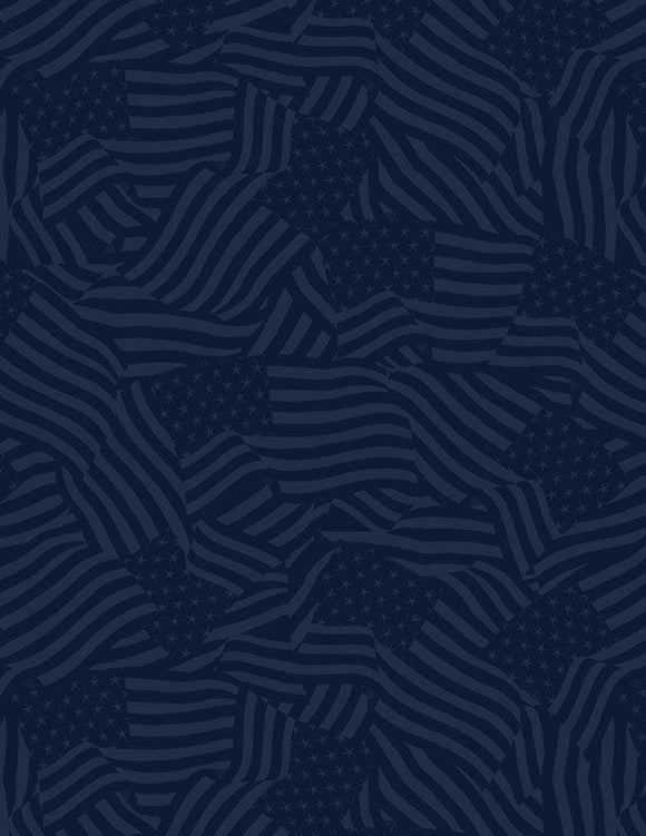 Wilmington Prints Stars of Valor  Flag Texture All Over Navy  3028 30091 444