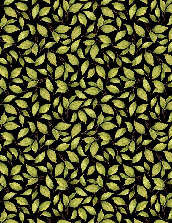 Wilmington Prints Sunflower Splendor Leaf Toss Black  3023-83330-977