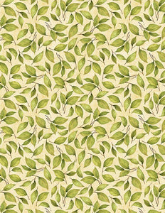 Wilmington Prints Sunflower Splendor Leaf Toss Cream  3023-83330-277