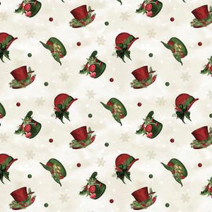 Wilmington Prints Woodland Snowmen -  Hat Toss Cream  3017-27738-273