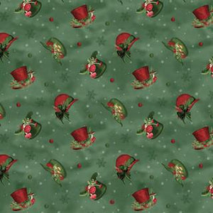 Wilmington Prints Woodland Snowmen -  Hat Toss Green  3017-27738-773