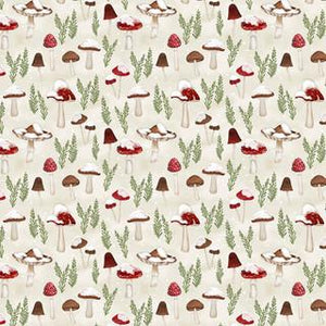 Wilmington Prints Woodland Snowmen - Mushrooms All Over Cream 3017-27739-232