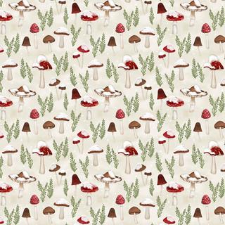 Wilmington Prints Woodland Snowmen - Mushrooms All Over Cream 3017-27739-232